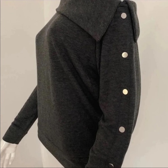 (NWT) Jennifer Lopez Women’s Embellished Soft One-Shoulder Gray Shirt - Picture 5 of 8